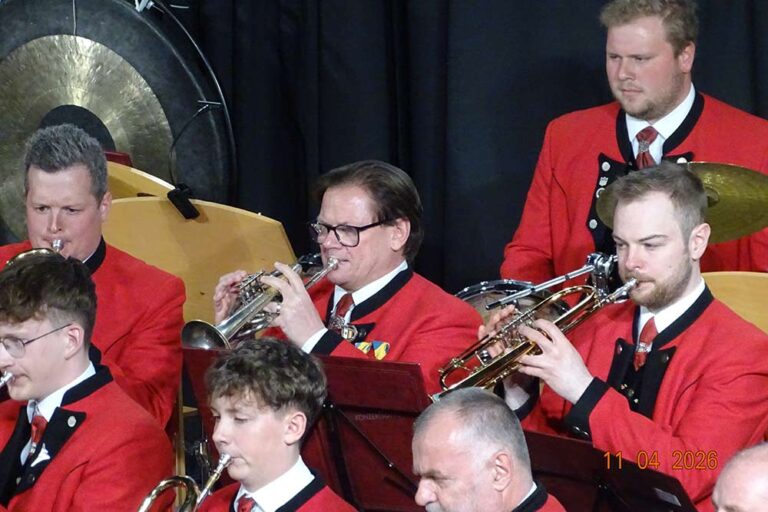 Mehrere MusikerInnen an ihren Instrumenten während des Frühlingskonzertes.